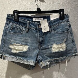 NWT!!  KanCan Light Blue Ripped Denim Shorts